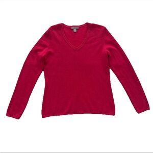 Charter Club 2 Ply 100% Cashmere Women’s Sweater M Classic V Neck Red Holiday
